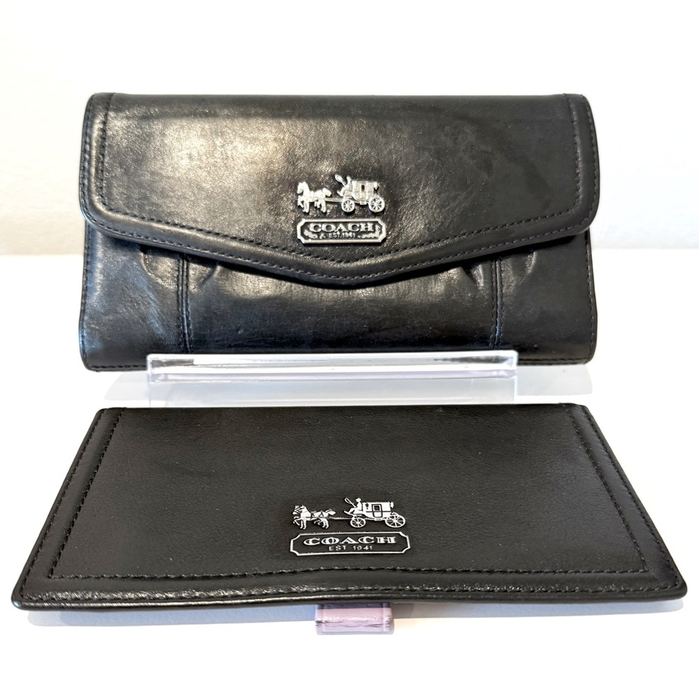 🖤 SOLD - Coach Madison Black Leather Vintage Long Trifold Wallet